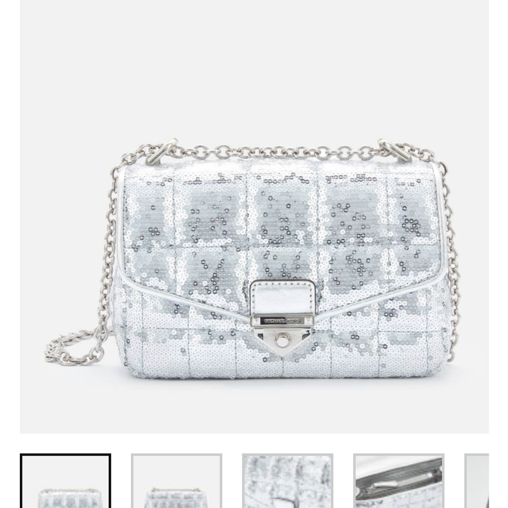 Michael Kors Soho Small Silver Sequin Shoulder Bag